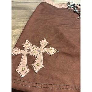 Vtg Y2K Mens Affliction Board Shorts Swim Skull Warrior Brown 33